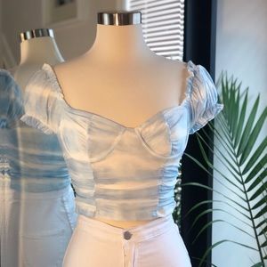 Aaliyah Tie Dye Crop - Sky Blue